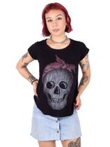 Blusa Gola Redonda Caveira Laço - Preta Blusa Gola Redonda Caveira Laço - Preta