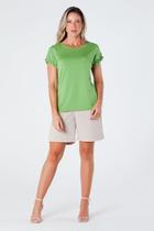 Blusa Gola Redonda com Elástico na Manga Viscolycra Kátia Verde