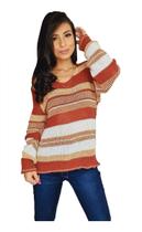 Blusa Gola V Feminina Tricot Grossa ampla Suéter Inverno