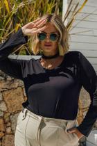 Blusa golaa alta manga longa