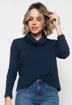Blusa Golão Manga Longa Canelada Azul Salvatore Blusa Golão Manga Longa Canelada Azul Salvatore