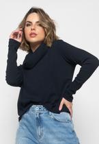 Blusa Golão Manga Longa Canelada Preta Salvatore Fashion