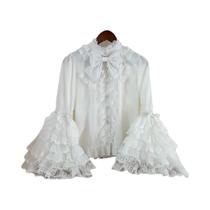 Blusa Gótica Rosa E Branca Sweet Lolita De Manga Longa Com Babados E Renda, Com Mangas Bufantes Para Blusa Gótica Rosa E Branca Sweet Lolita De Manga Longa Com Babados E Renda, Com Mangas Bufantes Para