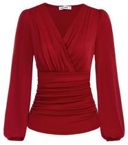 Blusa GRACE KARIN Dressy para mulheres de manga comprida vermelha tamanho L