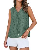 Blusa GRACE KARIN sem mangas com decote em V bordada feminina