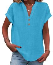 Blusa Grafumo Spring 2026 moderna com decote em V e manga curta feminina Blusa Grafumo Spring 2026 moderna com decote em V e manga curta feminina