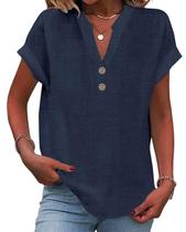 Blusa Grafumo Spring 2026 moderna com decote em V e manga curta feminina Blusa Grafumo Spring 2026 moderna com decote em V e manga curta feminina