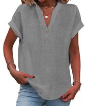 Blusa Grafumo Spring 2026 moderna com decote em V e manga curta feminina Blusa Grafumo Spring 2026 moderna com decote em V e manga curta feminina