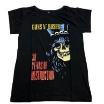 Blusa Guns N' Roses Blusinha Camiseta Baby Look Banda Rock Feminino Sfm850