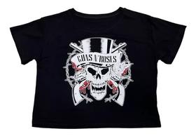Blusa Guns N' Roses Blusinha Camiseta Cropped Banda Rock Feminino Sf344 BM
