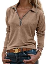 Blusa Halife Business Casual de manga comprida para mulheres Khaki M Blusa Halife Business Casual de manga comprida para mulheres Khaki M