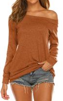 Blusa Halife Off Shoulder, gola de barco, manga comprida, laranja M