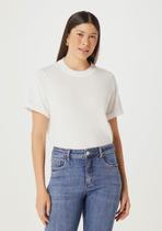 Blusa Hering Feminina Manga Curta Com Dobra - Off White