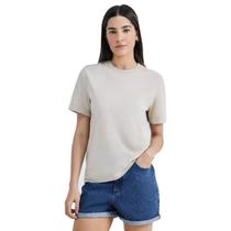 Blusa Hering Feminina Manga Curta Estonada Bege