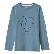 Blusa Hering Infantil Menina Manga Longa Com Estampa Azul