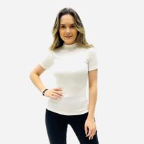 Blusa Hering Manga Curta Gola Alta Canelada Feminina