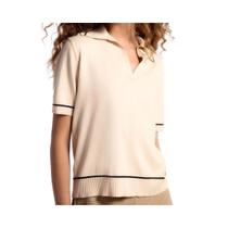 Blusa Hering Polo Em Tricô Leve Feminina K6ny Bege