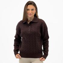 Blusa Hering Polo Tricot com Tranças Manga Longa Feminina