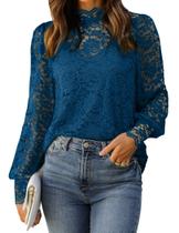 Blusa HOTOUCH Mesh Top Feminina de Manga Comprida Floral Plus Size