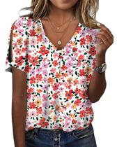 Blusa HOTYD de algodão boho com estampa floral para mulheres plus size