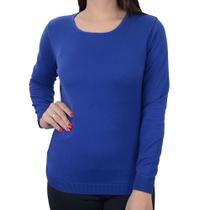 Blusa Iaraline Feminina Suéter Tricot Algodão Azul - 2105