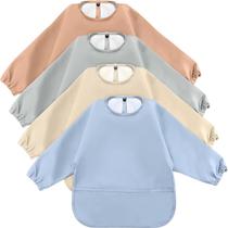 Blusa impermeável de manga comprida JaGely Baby Bibs, pacote com 4