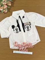 Blusa Infantil Animê Inverno com Gola e Manga Longa Branco Minnie e Mickey Disney Blusa Infantil Animê Inverno com Gola e Manga Longa Branco Minnie e Mickey Disney