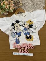 Blusa Infantil Animê Verão Branca Mickey e Amigos Disney Blusa Infantil Animê Verão Branca Mickey e Amigos Disney