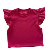 Blusa Infantil Babadinho Manguinha Cavada Feminina Estilosa Menina de Luxo