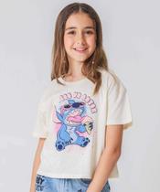Blusa Infantil Babado Stitch Tam 6 a 14 Bege-98080