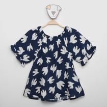 Blusa Infantil Bata Ombro A Ombro Com Babados Menina