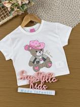 Blusa Infantil Belime Verão Usinha Cowgirl Branca Blusa Infantil Belime Verão Usinha Cowgirl Branca