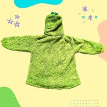 Blusa Infantil Casaco Verde Com Gorro Bolso Canguru Transforma-se em Almofada
