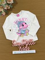 Blusa Infantil Cinti Inverno Manga longa Térmica Off White Dino