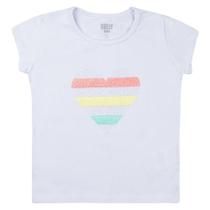 Blusa Infantil Coração, Manga Curta, Branco, 1 Anos, Gaga Baby