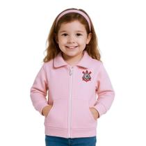 Blusa Infantil Corinthians Rosa Moletom Oficial