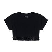 Blusa infantil cropped com detalhe em paetê young class ref:25556 12/18