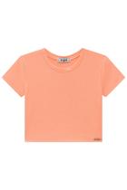 Blusa Infantil Cropped em Cotton Neon Aplique de Strass - Kukiê