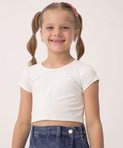 Blusa Infantil Cropped Glitter Manga Curta Marisa Tam -25151