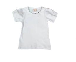 Blusa Infantil Em Cotton Liso Manga Princesa