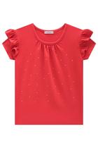 Blusa Infantil em Cotton Manga Babadinho e Aplique de Strass Pricess by Infanti Blusa Infantil em Cotton Manga Babadinho e Aplique de Strass Pricess by Infanti