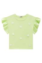 Blusa Infantil em Meia Malha Florzinhas c/Pérola - Kukie