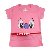 Blusa Infantil Fantasia Rosa Nariz Lilás Zíper Abre Boca Carnaval Minideia