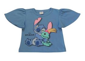 Blusa Infantil Feminina Cropped MC Lilo & Stitch Fakini