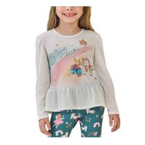 Blusa Infantil Feminina Kukiê Malha Wave Unicórnio e Strass Blusa Infantil Feminina Kukiê Malha Wave Unicórnio e Strass