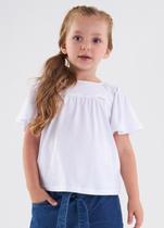 Blusa Infantil Feminina Manga Curta Branca - Up Baby