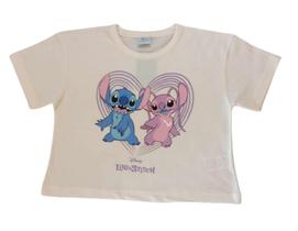 Blusa Infantil Feminina MC Cropped Lilo & Stitch Fakini