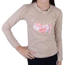Blusa Infantil Feminina Modernice Cotton ML Bege - 8231 Blusa Infantil Feminina Modernice Cotton ML Bege - 8231