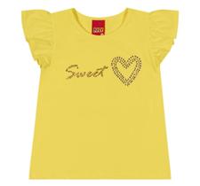 Blusa Infantil Feminino Manga Babado em Meia Malha Kyly