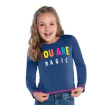 Blusa Infantil Feminino Manga Longa em Meia Malha Kyly